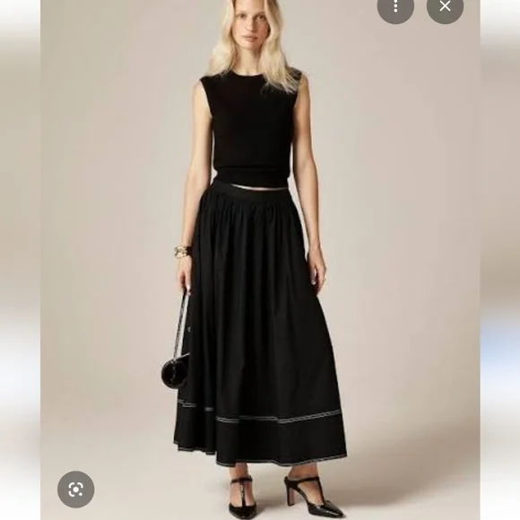 J Crew Contrast-stitch midi skirt in cotton poplin CI647 Size 8 NWT - Picture 1 of 7